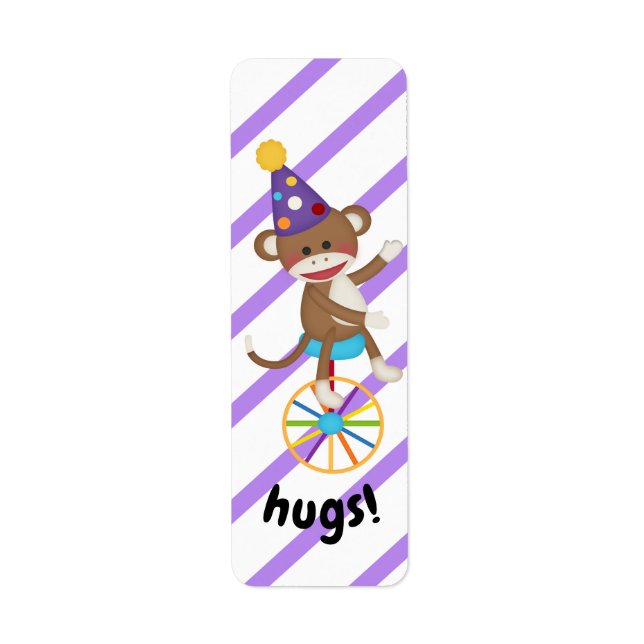 Sock monkey Unicle Wheel Hugs Planner-etikett Returadress Etikett (Framsidan)