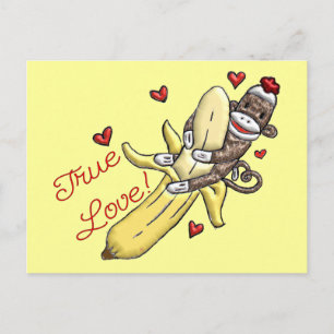 sock monkey Valentine Merchandise Helg Vykort