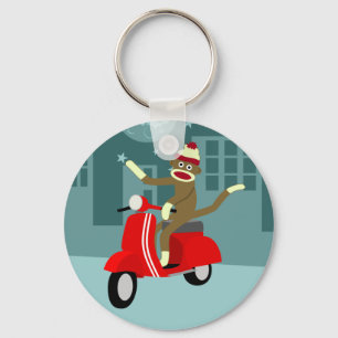 Sock monkey Vespa Scooter Nyckelring