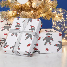 Sock monkey Wearing Santa Hat-Helgdagar Presentpapper