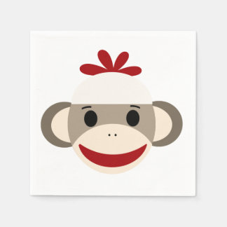 Sock monkey White Papper Napkins Pappersservett