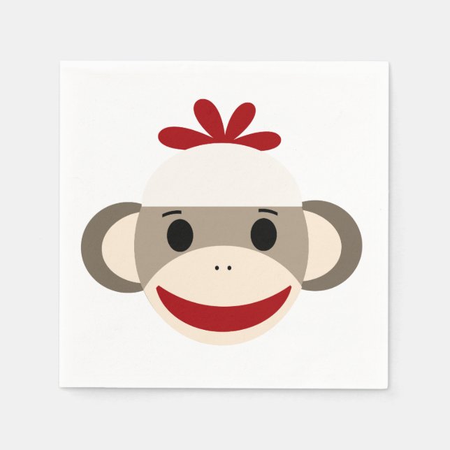 Sock monkey White Papper Napkins Pappersservett (Framsidan)