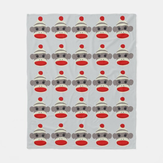 Sock monkeyansikte fleecefilt (Framsidan)