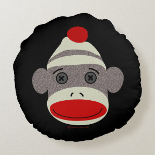 Sock monkeyansikte rund kudde