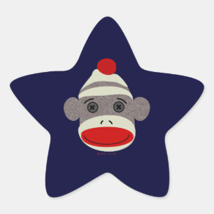 Sock monkeyansikte stjärnformat klistermärke