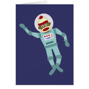 Sock monkeyastronaut hälsningskort