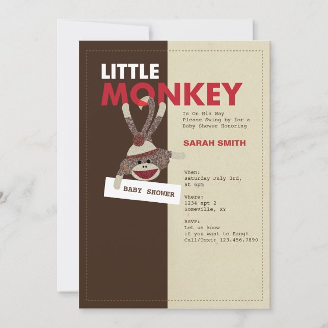 Sock monkeybaby showerinbjudan inbjudningar (Framsida)