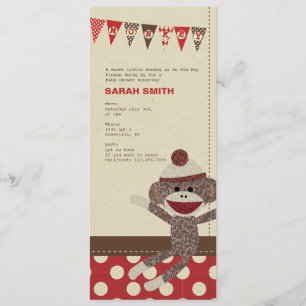 Sock monkeybaby showerinbjudan inbjudningar