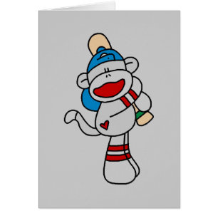 Sock monkeybaseball på fladdermössTshirts och Hälsningskort