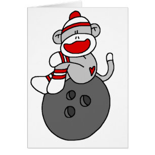 Sock monkeybowling hälsningskort