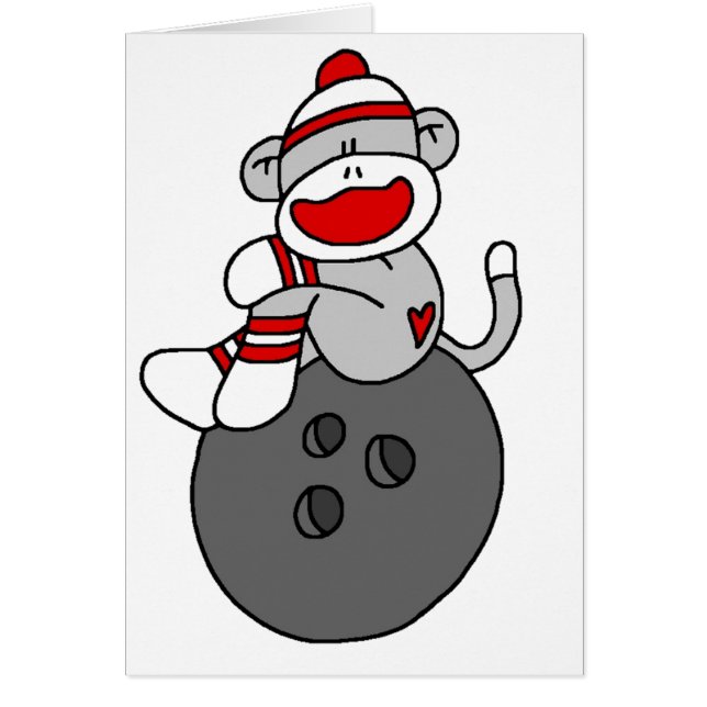 Sock monkeybowling hälsningskort (Framsidan)
