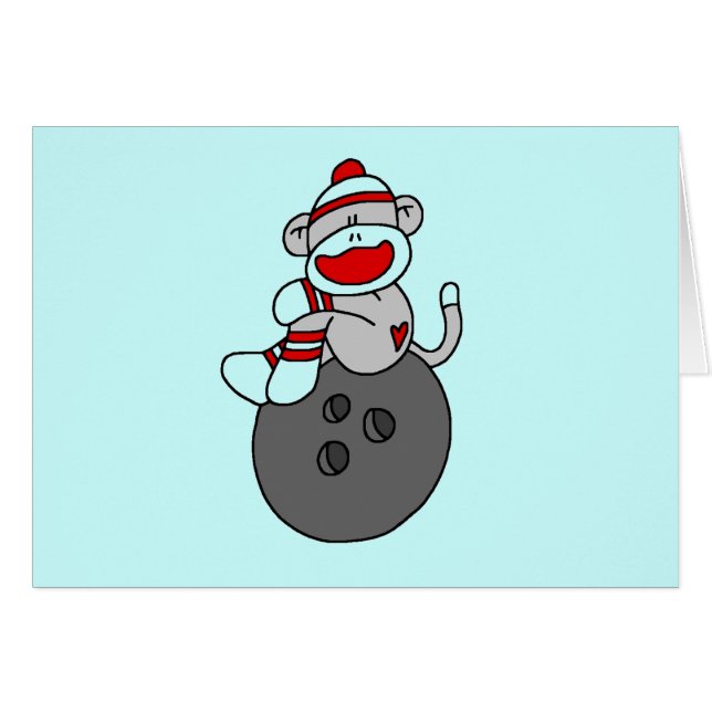 Sock monkeybowlingT-tröja och gåvor Hälsningskort (Framsidan Horizontal)