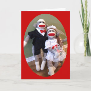 Sock monkeybrud & brudgumkort kort