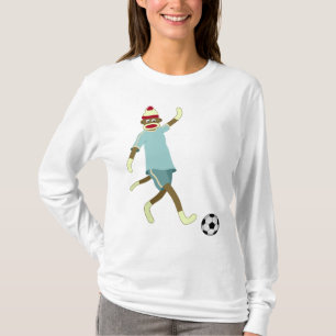 Sock monkeyfotbollspelare t-shirt