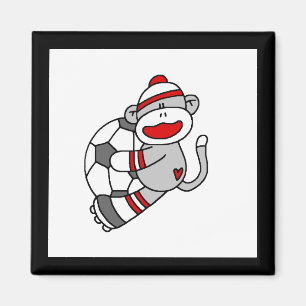 Sock monkeyfotbollTshirts och gåvor Magnet
