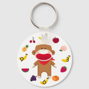 Sock monkeyfruktbasket Keychain Nyckelring