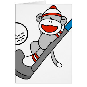 Sock monkeyGolf Hälsningskort