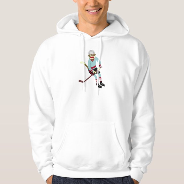 Sock monkeyhockeyspelare sweatshirt med luva (Framsida)