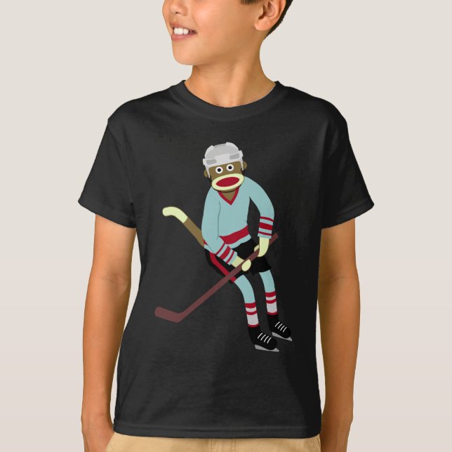 Sock monkeyhockeyspelare t shirt (Framsida)