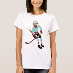 Sock monkeyhockeyspelare tee shirt