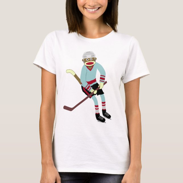 Sock monkeyhockeyspelare tee shirt (Framsida)