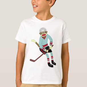 Sock monkeyhockeyspelare tee shirt