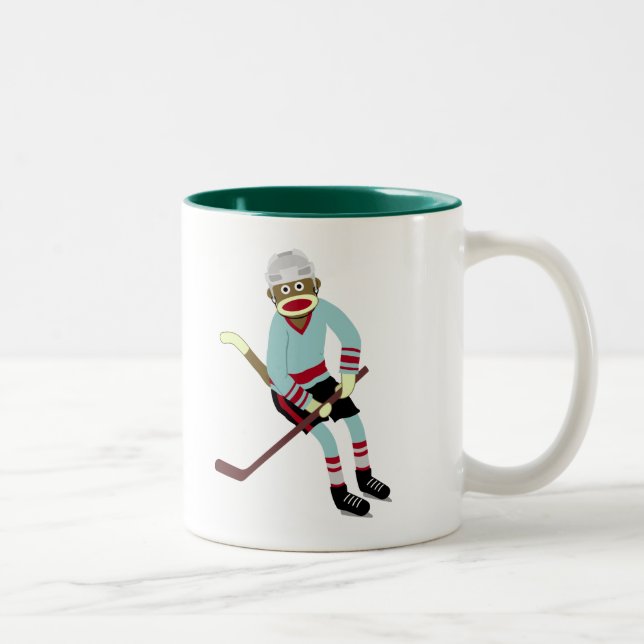 Sock monkeyhockeyspelare Två-Tonad mugg (Höger)