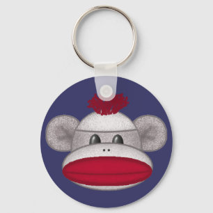 Sock monkeyhuvud nyckelring
