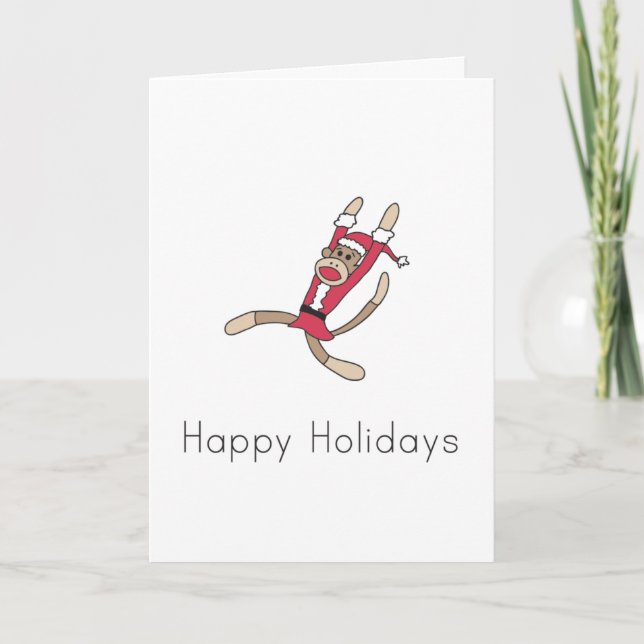 sock monkeyjulkort helgkort (Framsida)