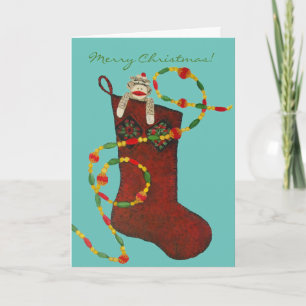 Sock monkeyjulkort helgkort