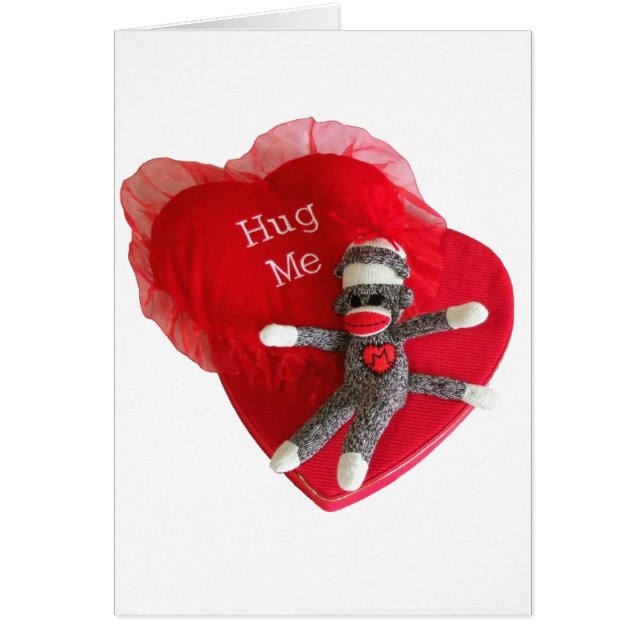 Sock monkeykärlek #7 kramar mig hälsningskort (Framsidan)