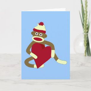 Sock monkeykärlekhjärta helgkort