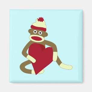 Sock monkeykärlekhjärta magnet