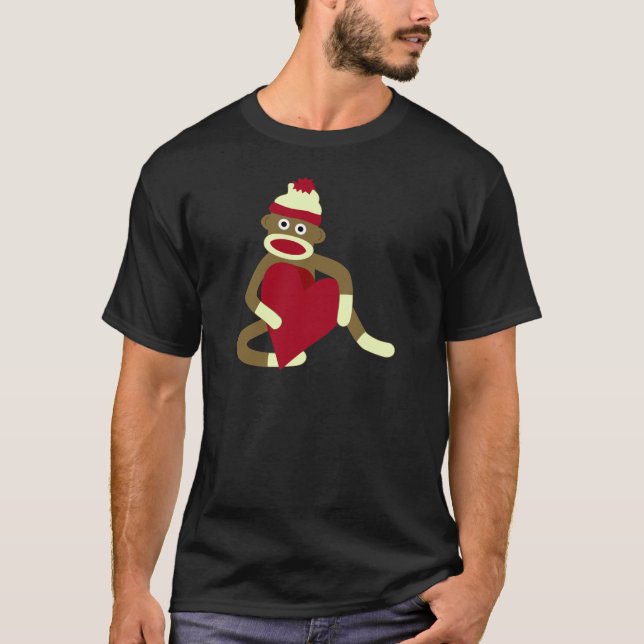 Sock monkeykärlekhjärta t-shirt (Framsida)