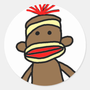Sock monkeyklistermärke runt klistermärke
