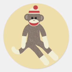 sock monkeyklistermärkear runt klistermärke
