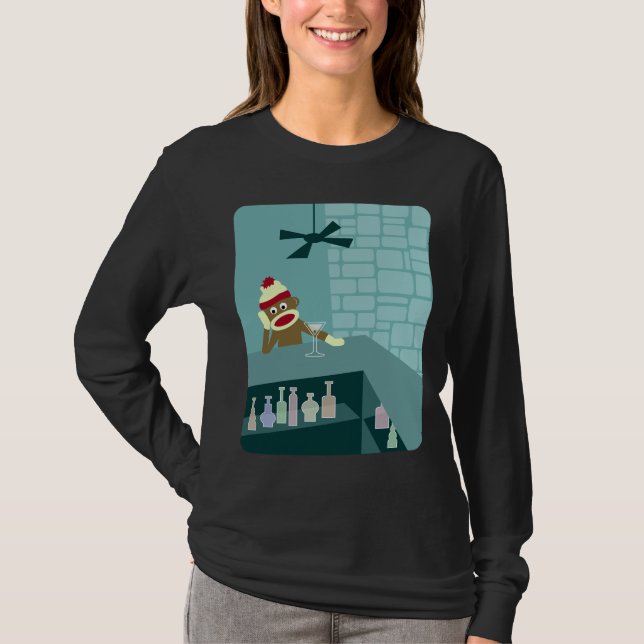 Sock monkeyMartini pub T Shirt (Framsida)