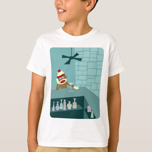 Sock monkeyMartini pub T-shirt (Framsida)