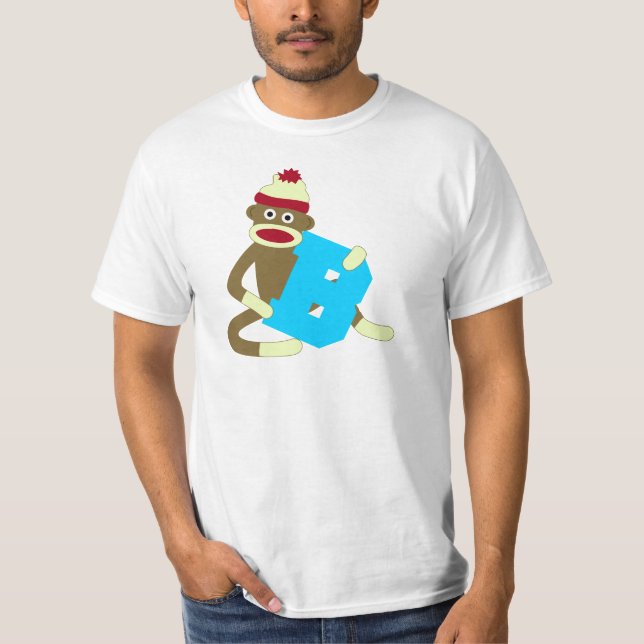 Sock monkeyMonogrampojke B T-shirt (Framsida)