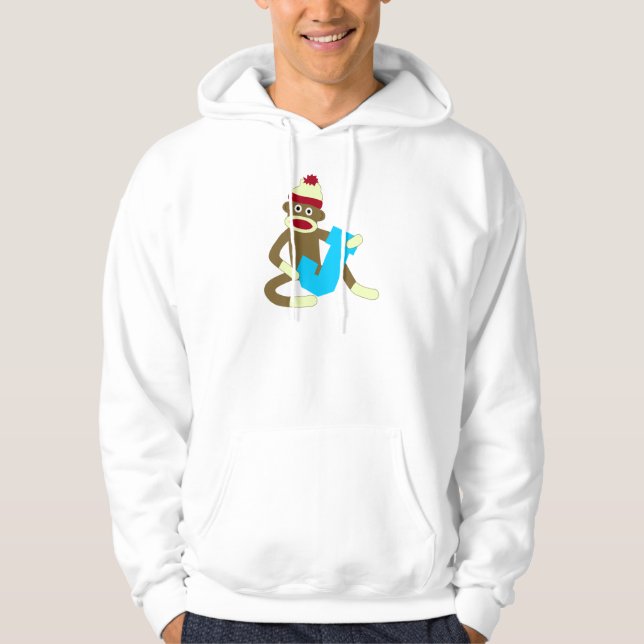 Sock monkeyMonogrampojke J Sweatshirt Med Luva (Framsida)