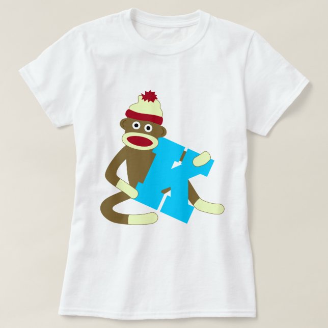 Sock monkeyMonogrampojke K T-shirt (Design framsida)