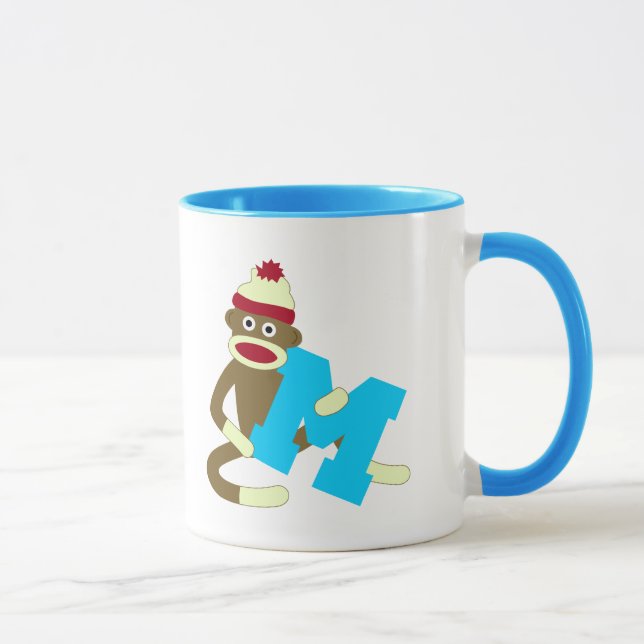 Sock monkeyMonogrampojke M Mugg (Höger)