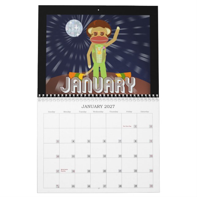 Sock monkeynoja kalender (Jan 2027)