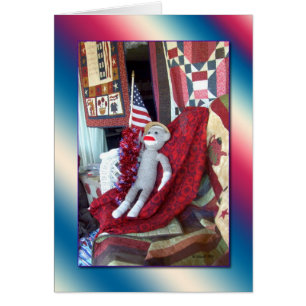 Sock monkeypatriot hälsningskort