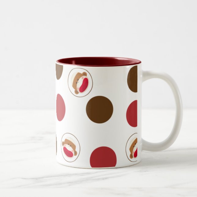 Sock monkeypolka dotsmugg (Red&Brown) Två-Tonad Mugg (Höger)