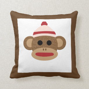 Sock monkeypolyesterdekorativ kudde 16" x 16",