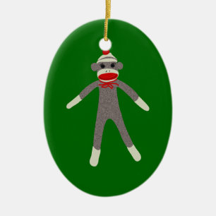 Sock monkeyprydnad julgransprydnad keramik