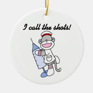 Sock monkeysjuksköterska mig appell Shotsgåvorna Julgransprydnad Keramik