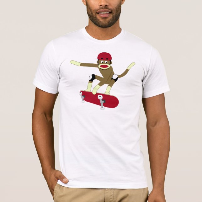 Sock monkeySkateboarder Tee Shirt (Framsida)