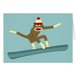 Sock monkeySnowboarder Hälsningskort